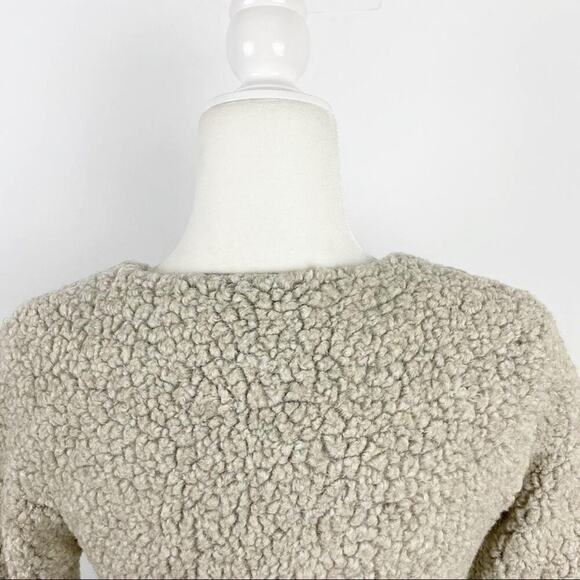 Zara Fleece Sheep Faux Fur Cropped Coat Size XS - Picture 10 of 13